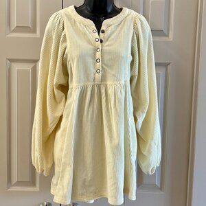 SALE! We The Free Cream Corduroy Babydoll Dress - Balloon Sleeves  Small